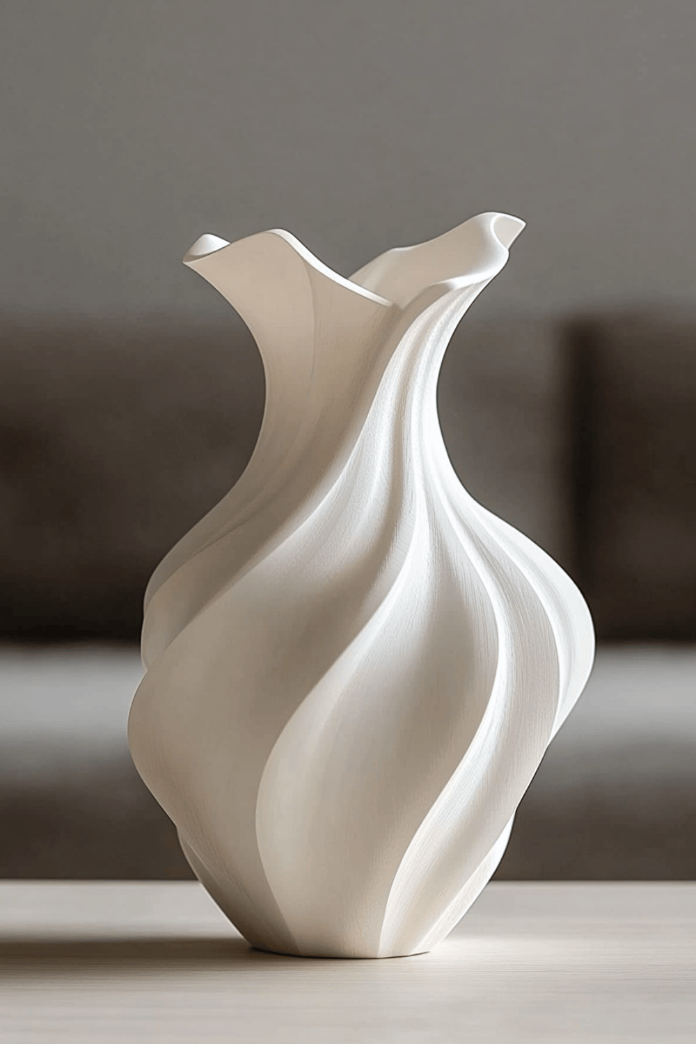 Artistic Sculptural Wood Vase | Modern Layered Wave Home Decor & Gift