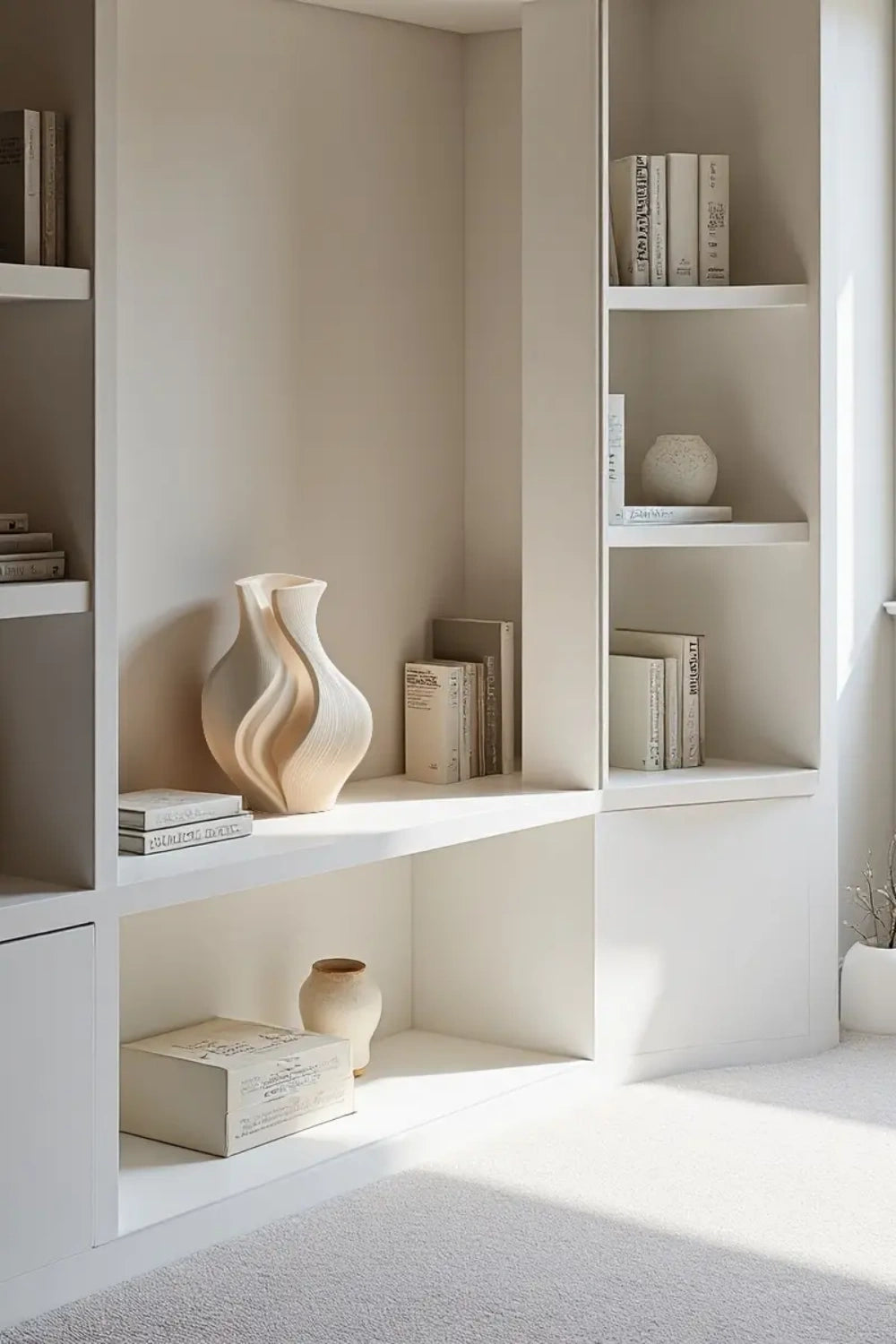 Curved Natural Wood Vase Sculpture | Organic Earthy Accent for Shelf Decor