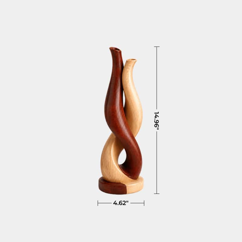 Modern Intertwined Two-Tone Wood Vase | Abstract Sculpture for Home Decor & Gift