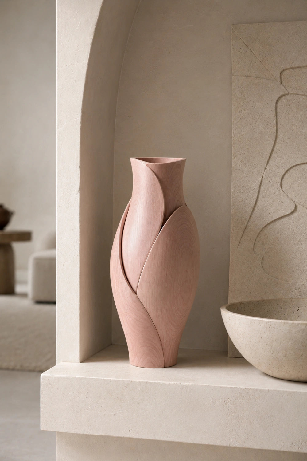 Aesthetic Petal Wood Vase | Blooming Bud Flower Pot | Modern Interior Space Decor