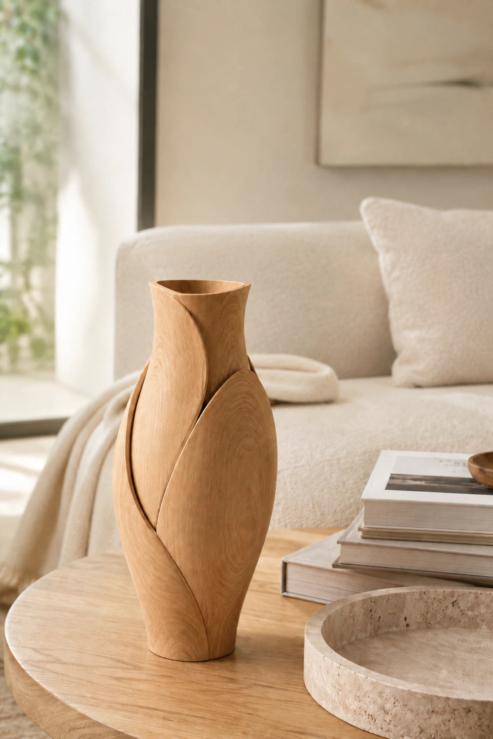 Aesthetic Petal Wood Vase | Blooming Bud Flower Pot | Modern Interior Space Decor