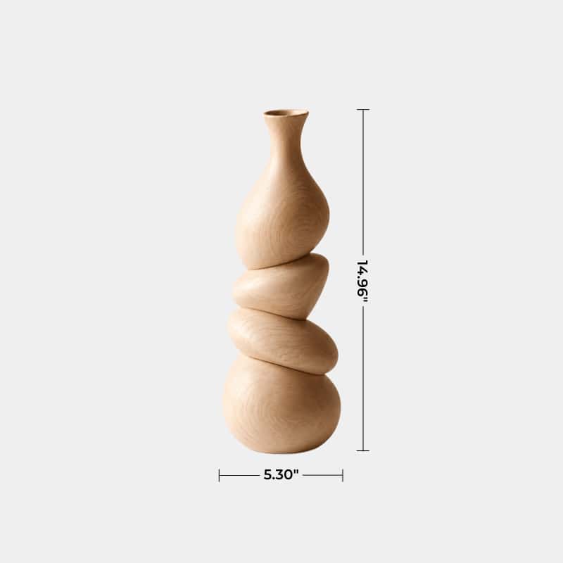 Stacked River Stone Wood Vase | Japandi Space Decoration | Creative Ornamental Gift