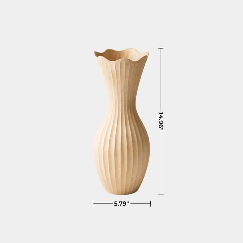 Scalloped Fluted Wood Vase | Wavy Ribbed Home Decoration | Unique Space Gift