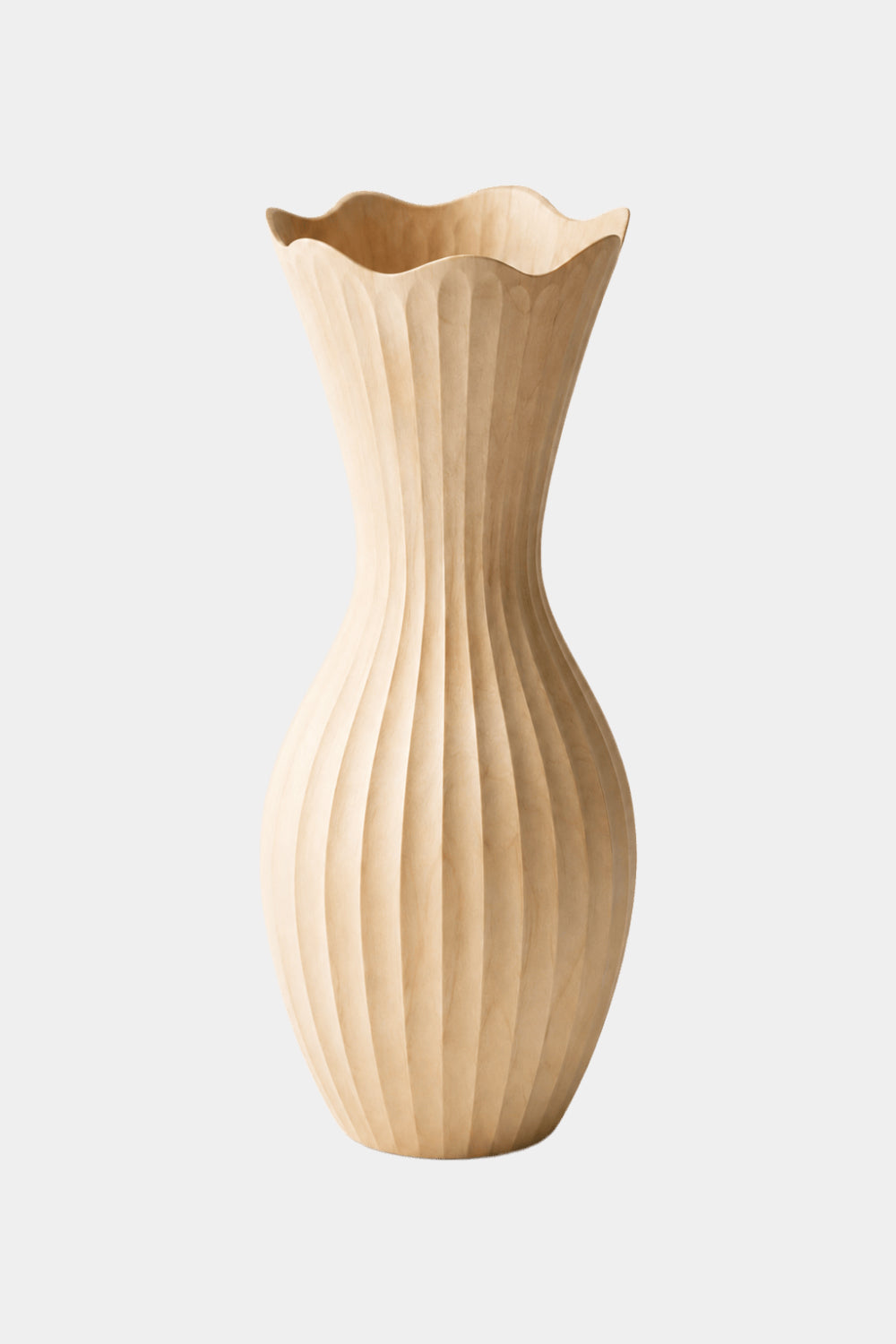 Scalloped Fluted Wood Vase | Wavy Ribbed Home Decoration | Unique Space Gift