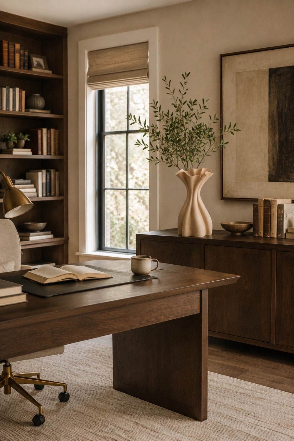 Flowing Pleated Wood Vase Sculpture | Aesthetic Gift for Modern Space Decor