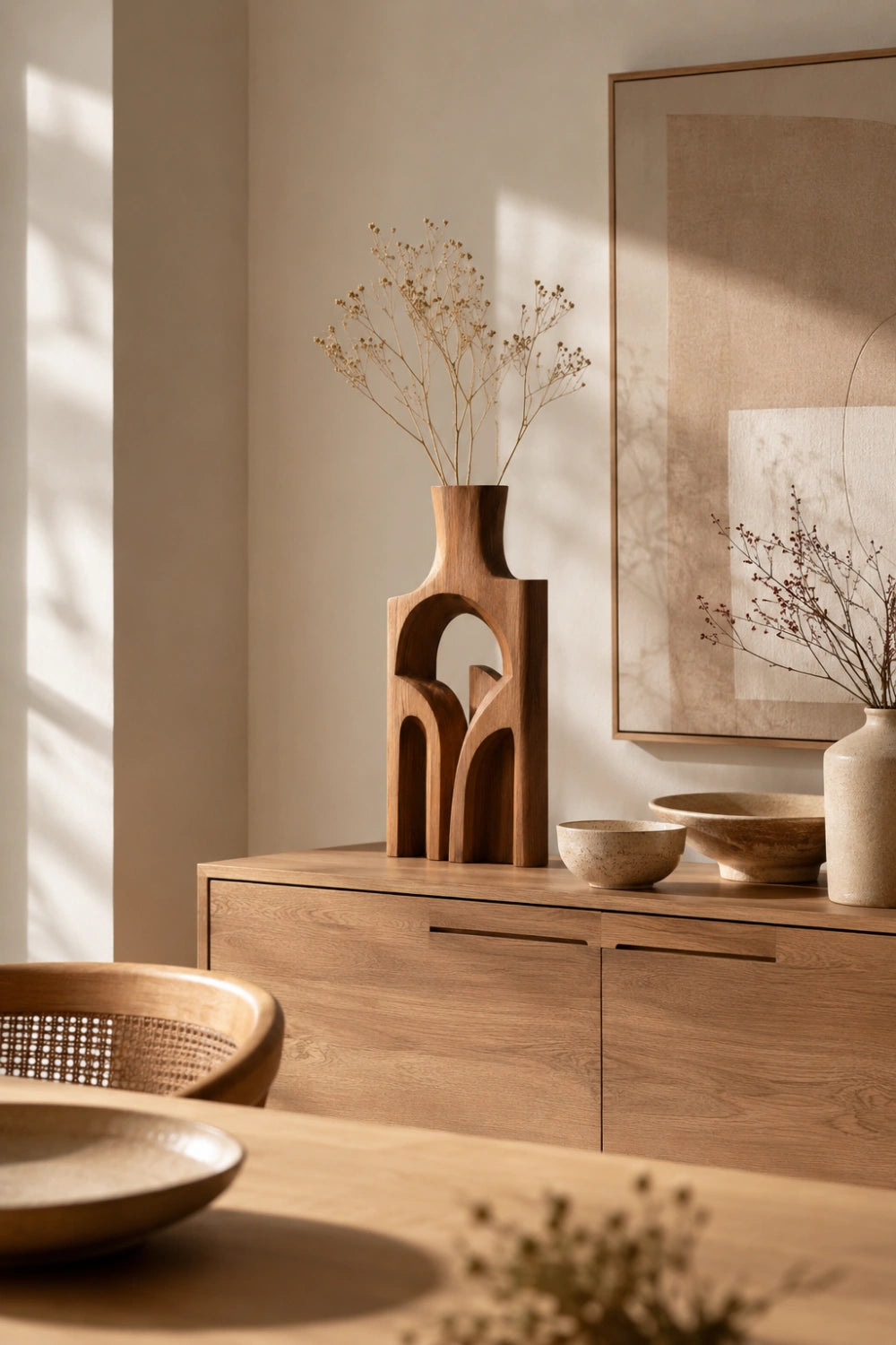 Minimalist Geometric Arch Vase | Sculptural Wood Art for Modern Space Styling