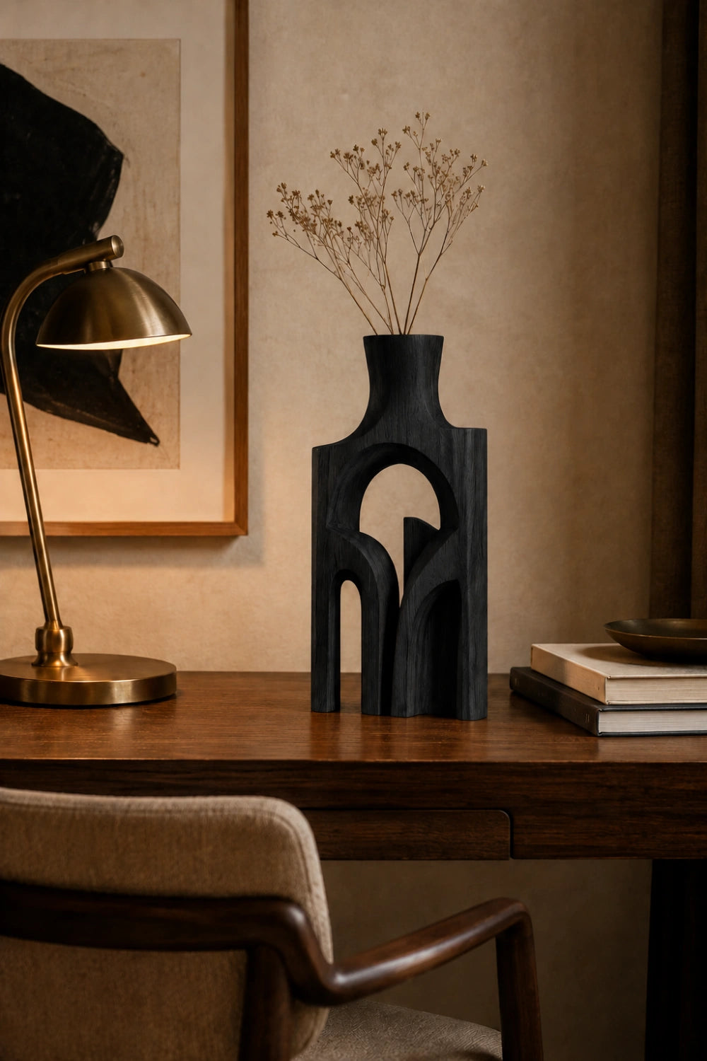 Minimalist Geometric Arch Vase | Sculptural Wood Art for Modern Space Styling