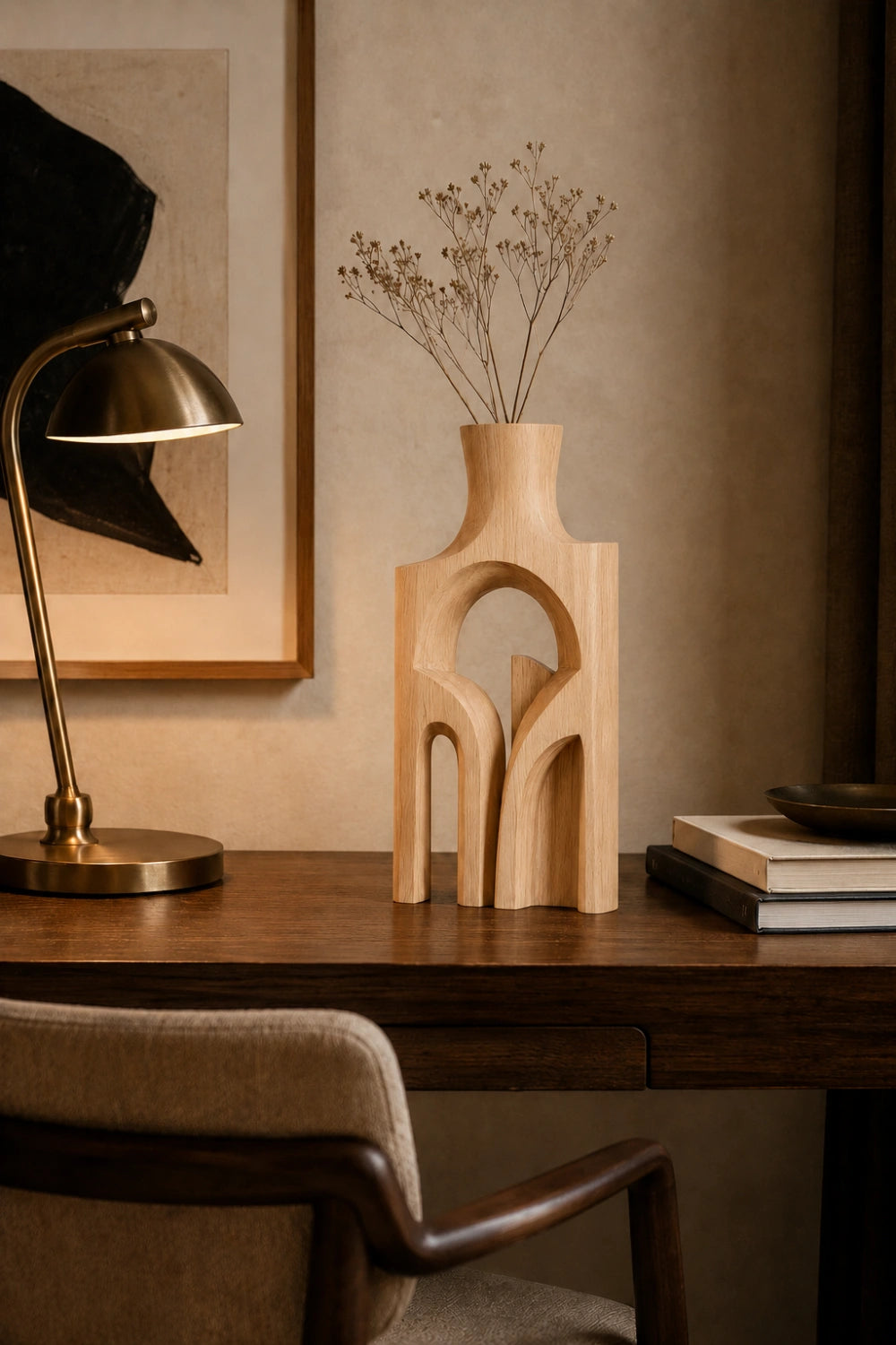 Minimalist Geometric Arch Vase | Sculptural Wood Art for Modern Space Styling