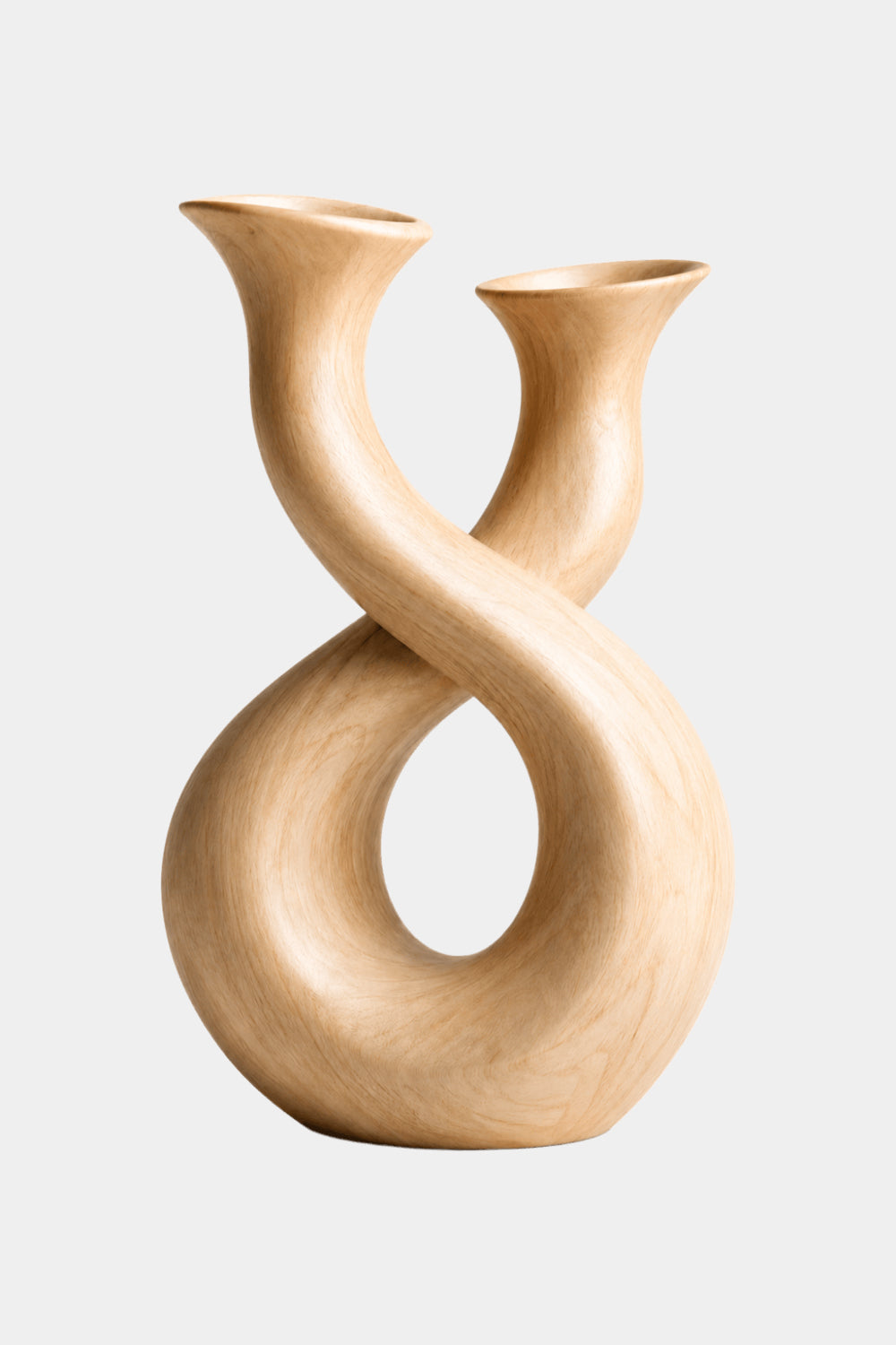 Modern Infinity Loop Wood Vase | Aesthetic Double Neck Sculpture | Space Decor Gift