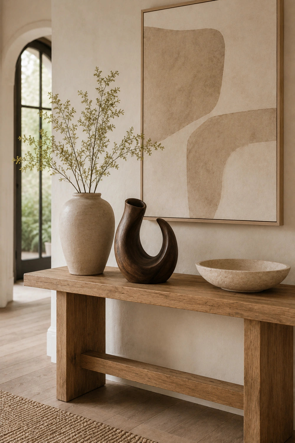 Modern C-Shape Wooden Vase Sculpture | Organic Art for Home Decor | Creative Gift