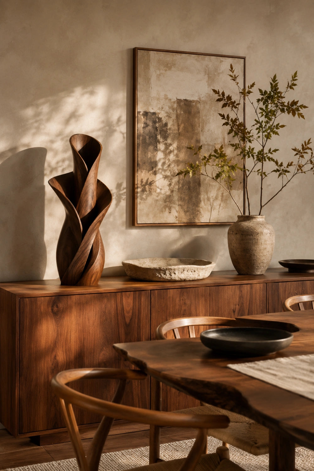 Twisted Bloom Wood Vase | Handcrafted Tabletop Sculpture | Unique Decorative Gift