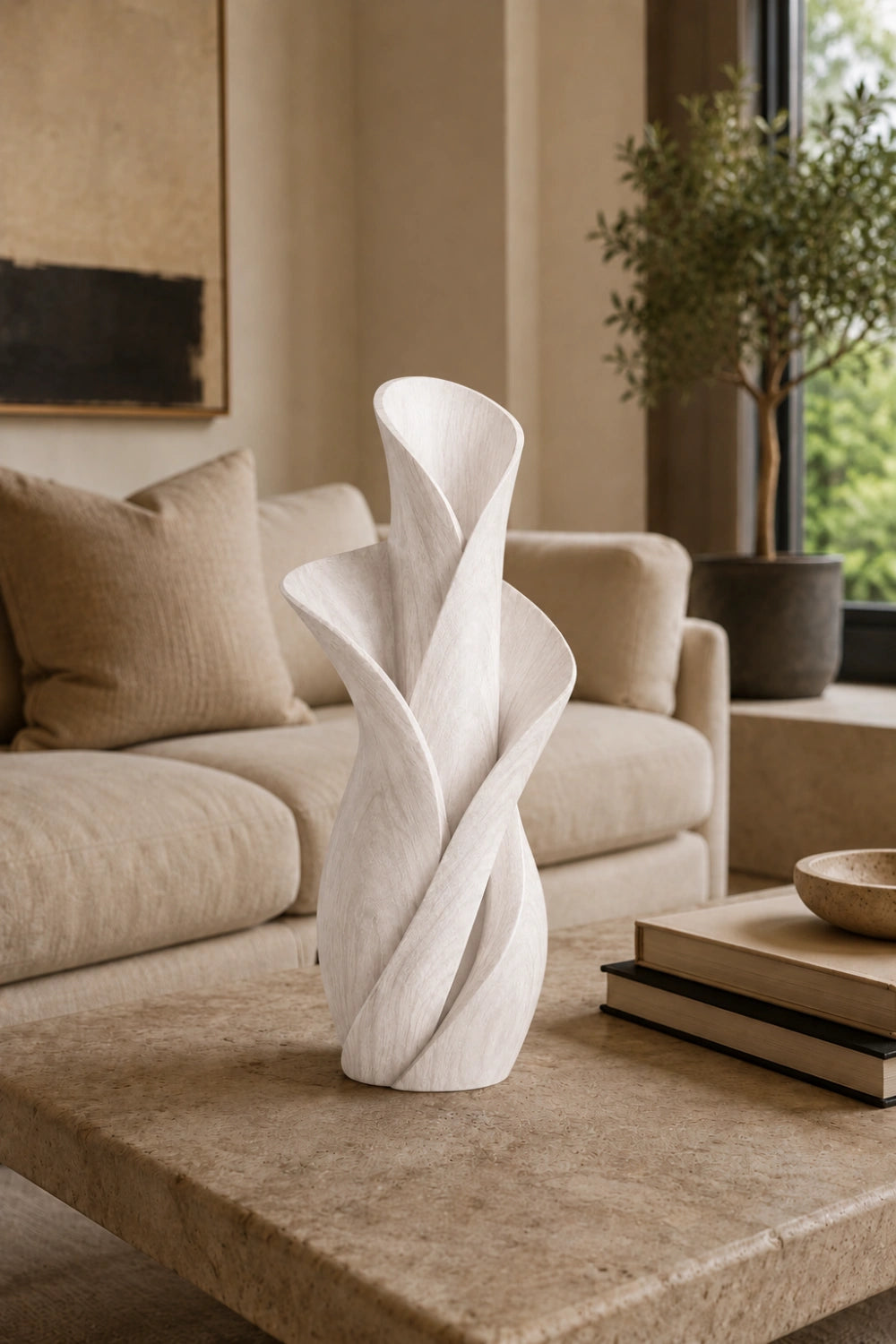 Twisted Bloom Wood Vase | Handcrafted Tabletop Sculpture | Unique Decorative Gift