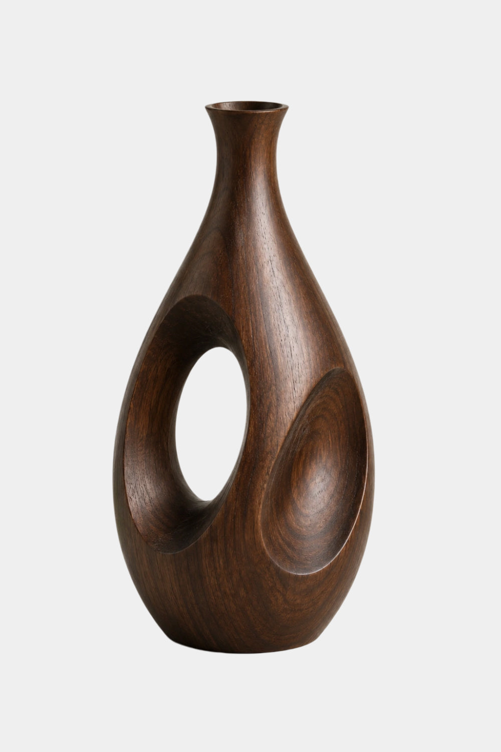 Artistic Walnut Wood Vase Handmade Sculptural Decor For Contemporary Interiors