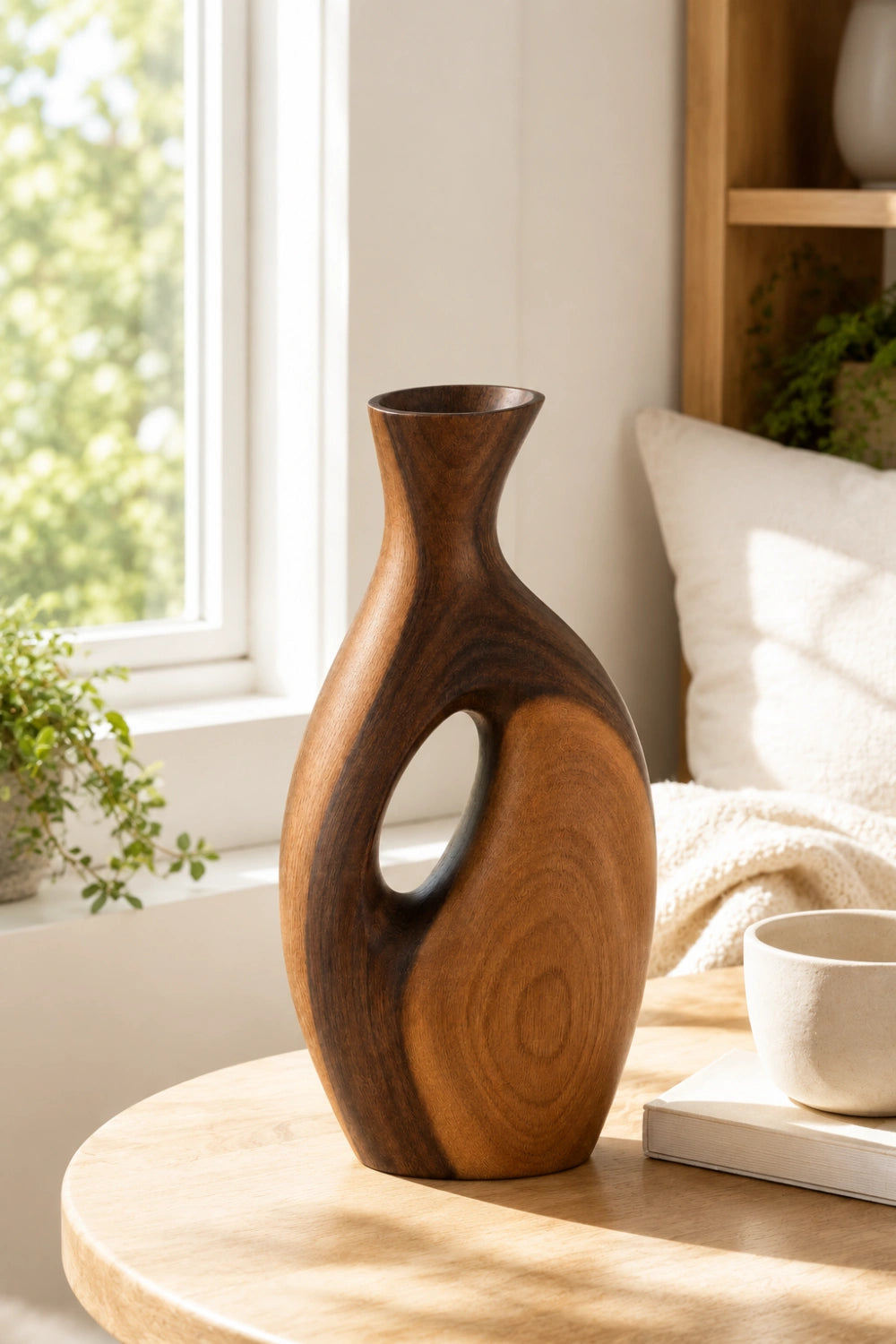 Handmade Abstract Wooden Vase For Modern Minimalist Home Decor Art Piece