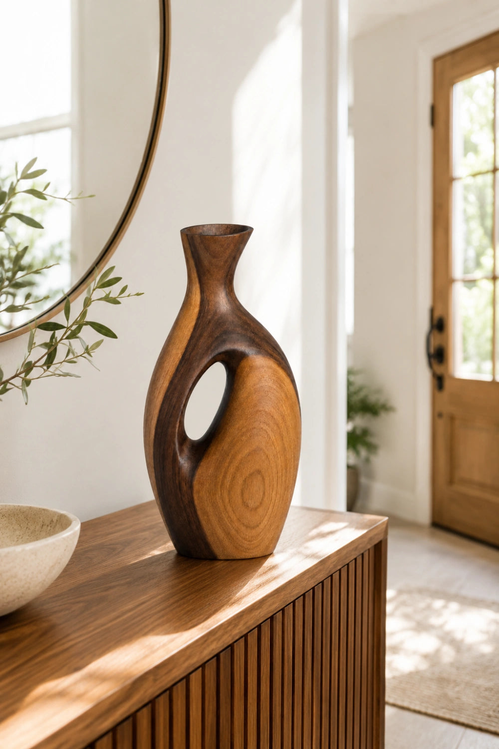 Handmade Abstract Wooden Vase For Modern Minimalist Home Decor Art Piece