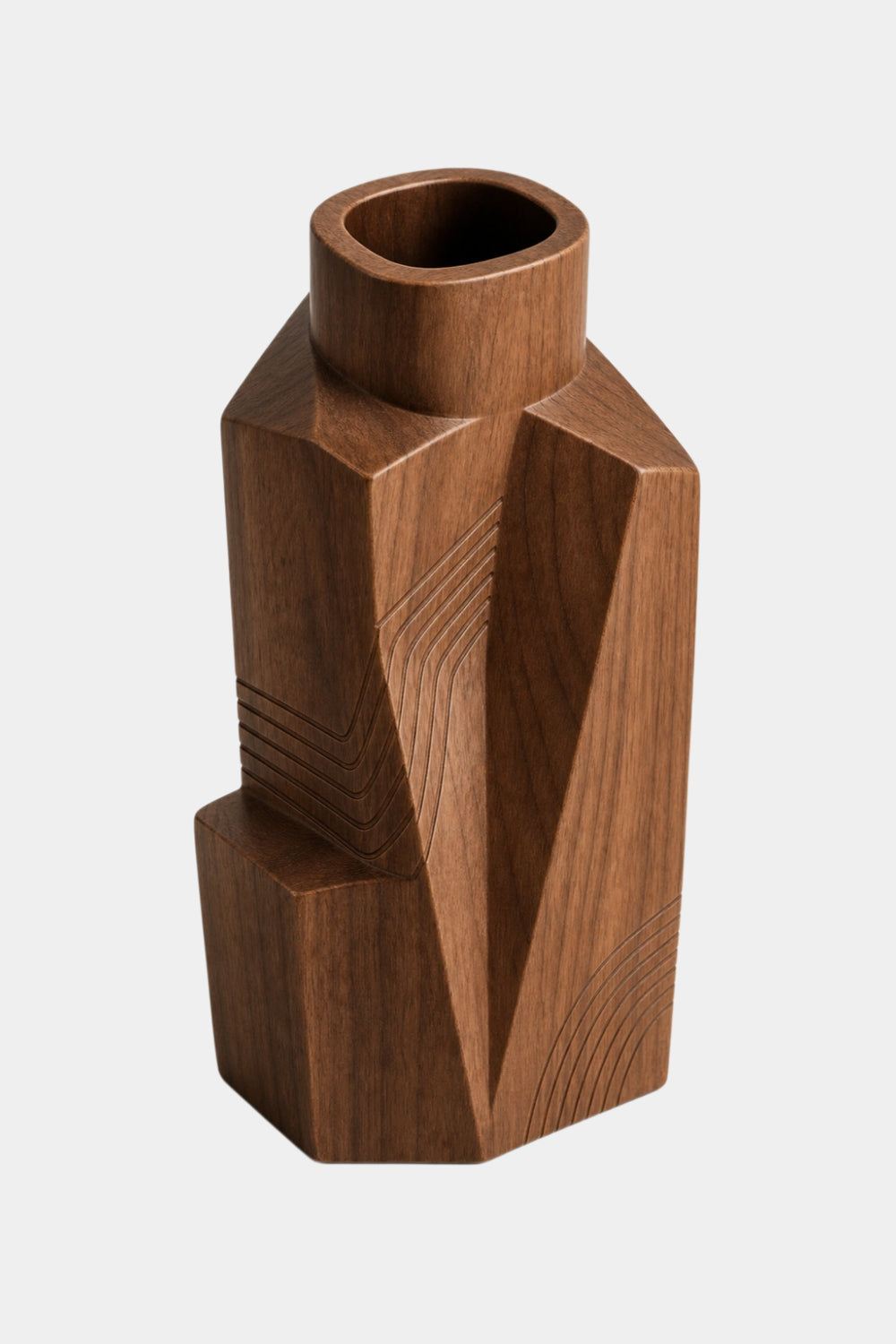 Sculptural Wooden Vase Modern Abstract Decor Accent For Minimalist Spaces