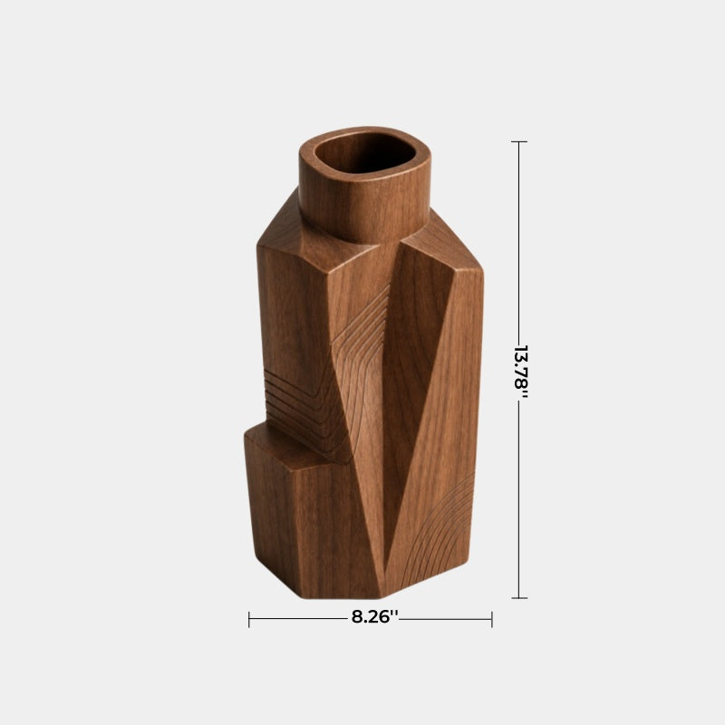 Sculptural Wooden Vase Modern Abstract Decor Accent For Minimalist Spaces