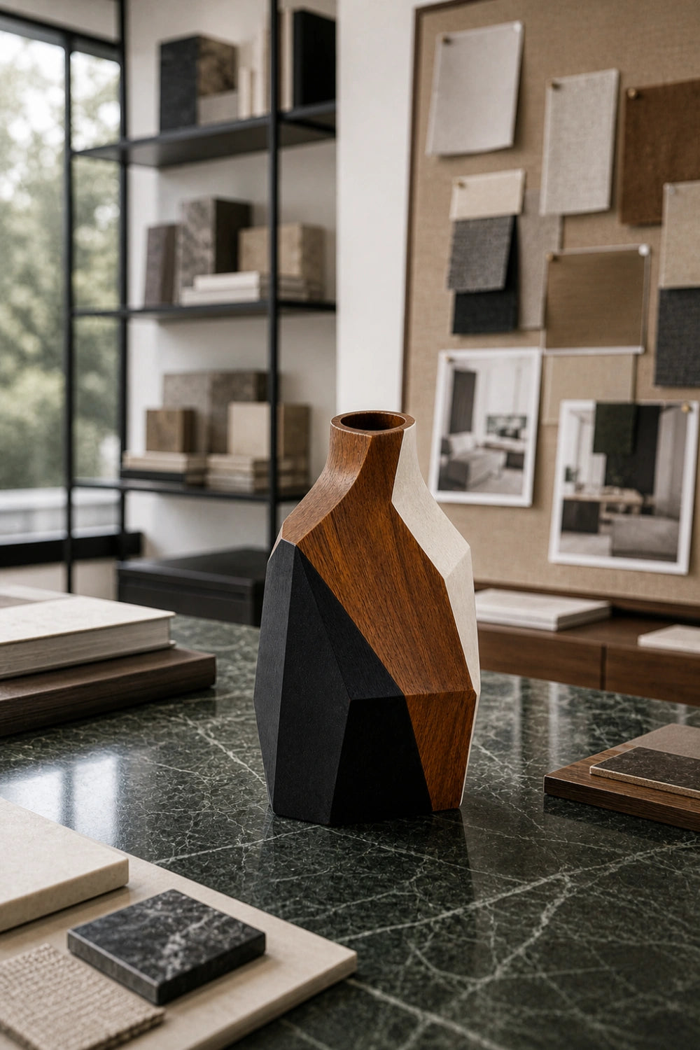 Abstract Art Wooden Vase Sculptural Centerpiece For Contemporary Homes
