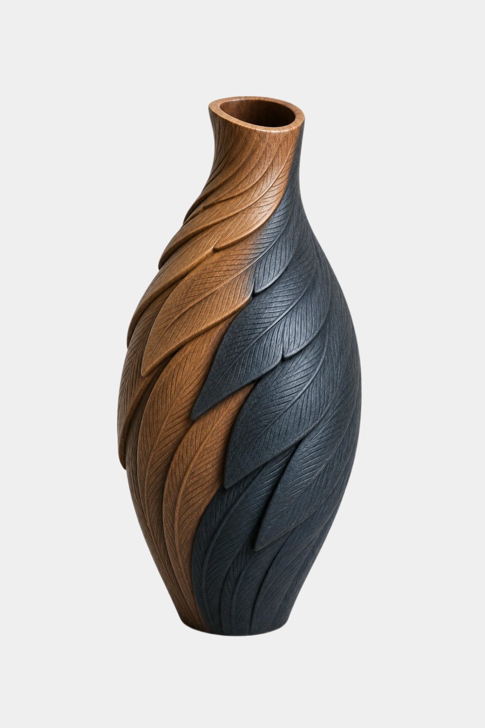 Modern Minimalist Wood Vase Abstract Spiral Design Luxury Home Accent
