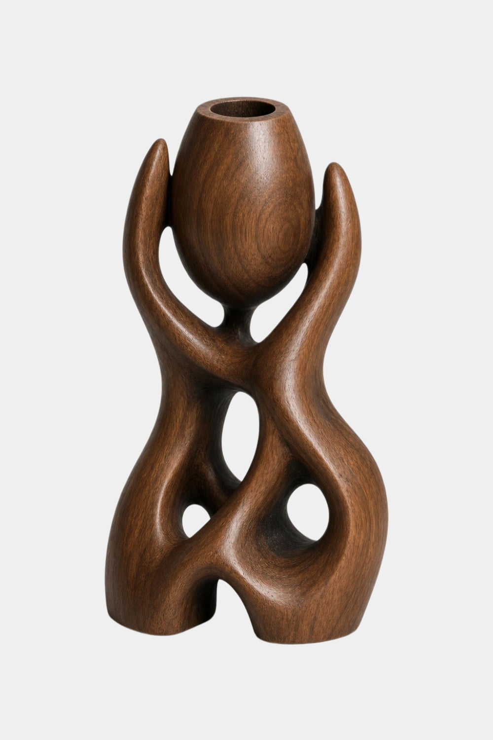 Modern Abstract Wooden Vase Sculpture For Minimalist Interior Design
