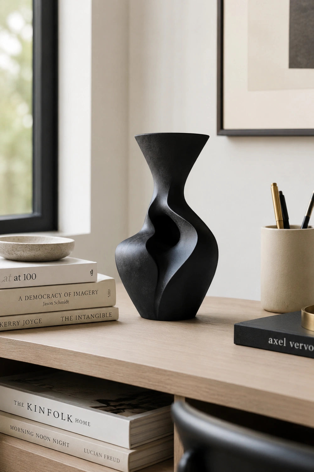 Artistic Handmade Wood Vase Asymmetrical Design Contemporary Interior Accent Decor
