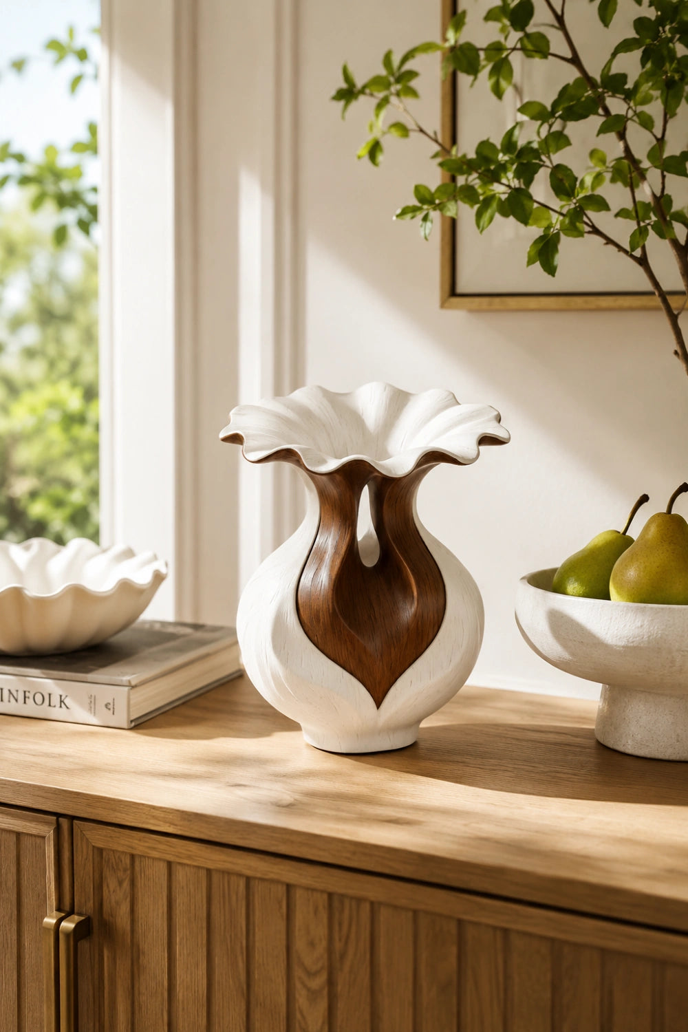 Handmade Abstract Wooden Vase Modern Art Decor For Elegant Home Interiors