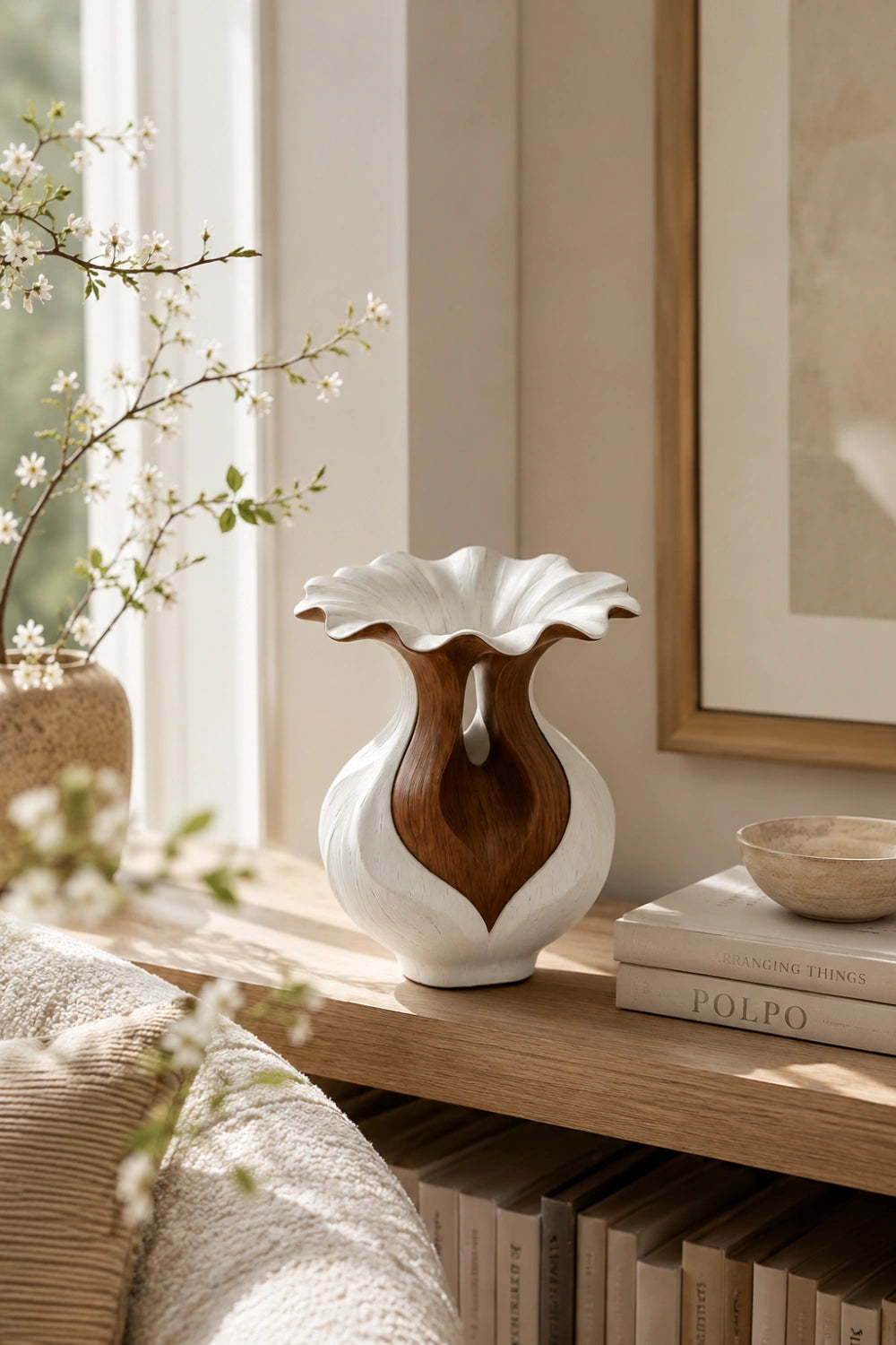 Handmade Abstract Wooden Vase Modern Art Decor For Elegant Home Interiors