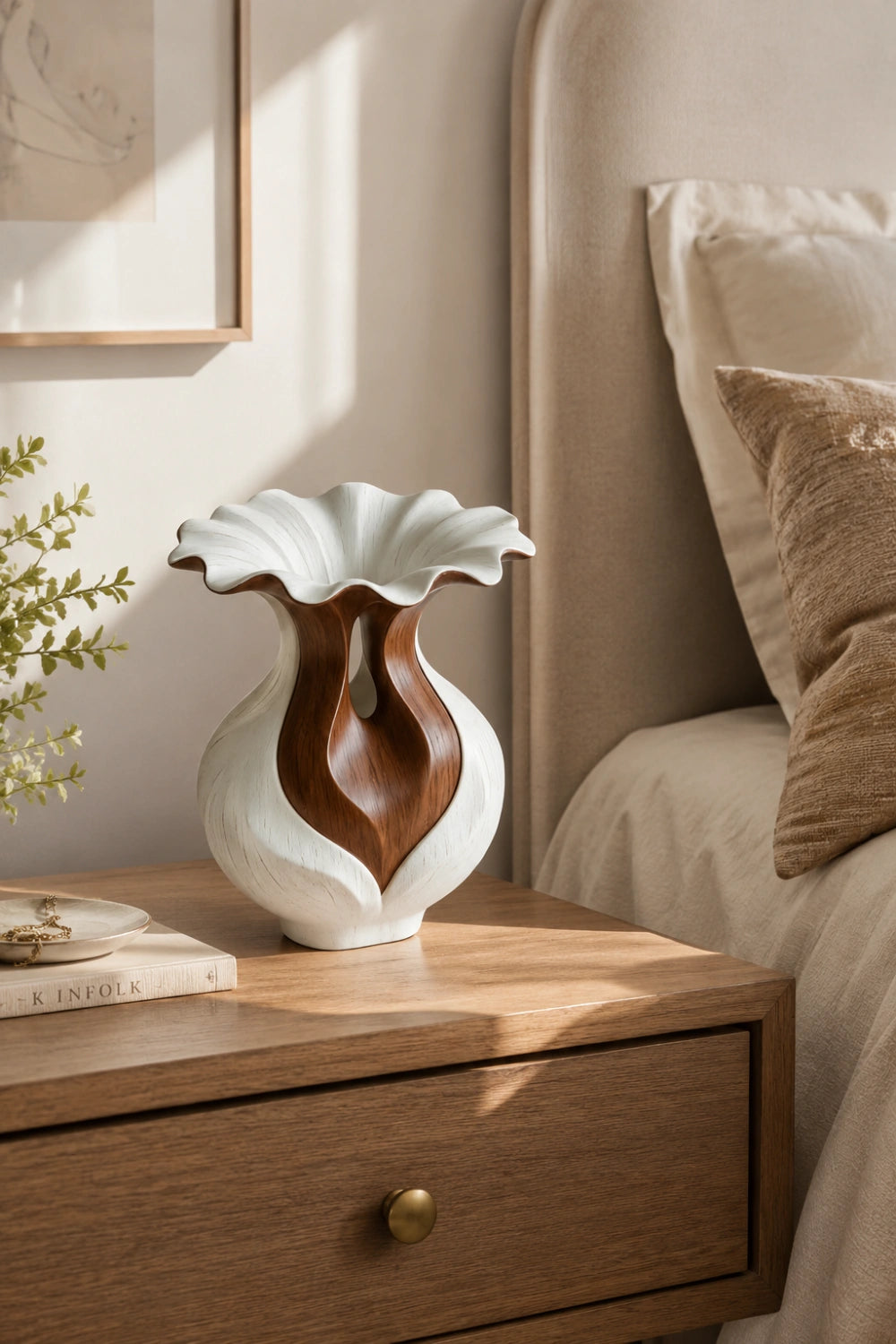 Handmade Abstract Wooden Vase Modern Art Decor For Elegant Home Interiors