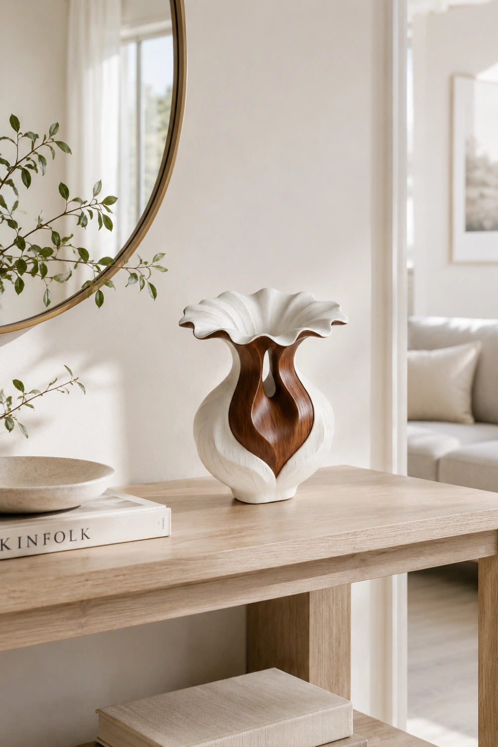 Handmade Abstract Wooden Vase Modern Art Decor For Elegant Home Interiors