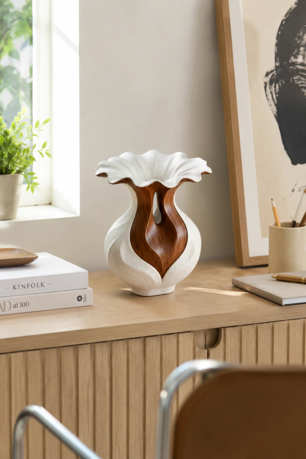 Handmade Abstract Wooden Vase Modern Art Decor For Elegant Home Interiors