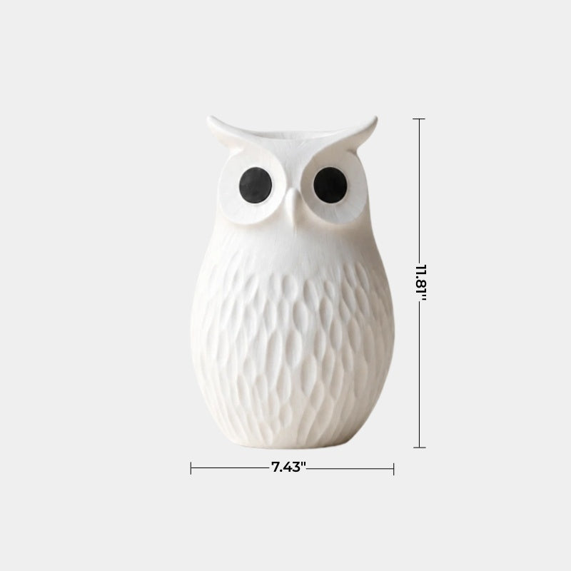 Abstract Wooden Vase Handmade Owl Shape Unique Art Piece For Living Room