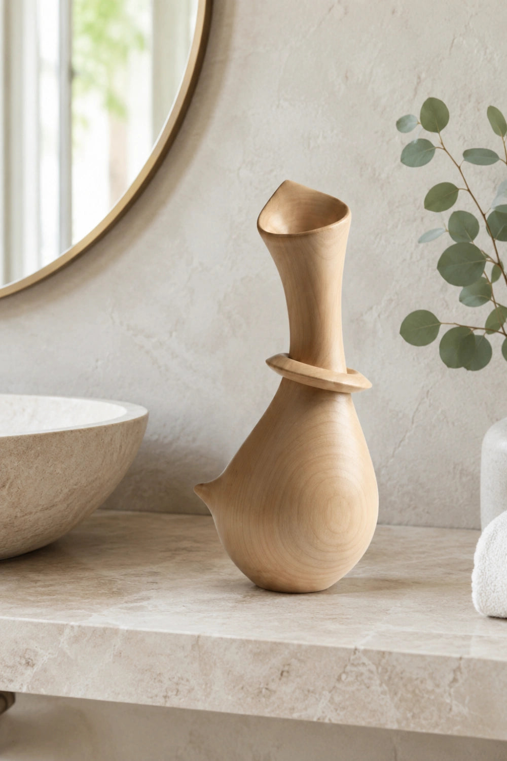 Handmade Abstract Wooden Vase For Modern Luxury Home Decor Unique Art Piece