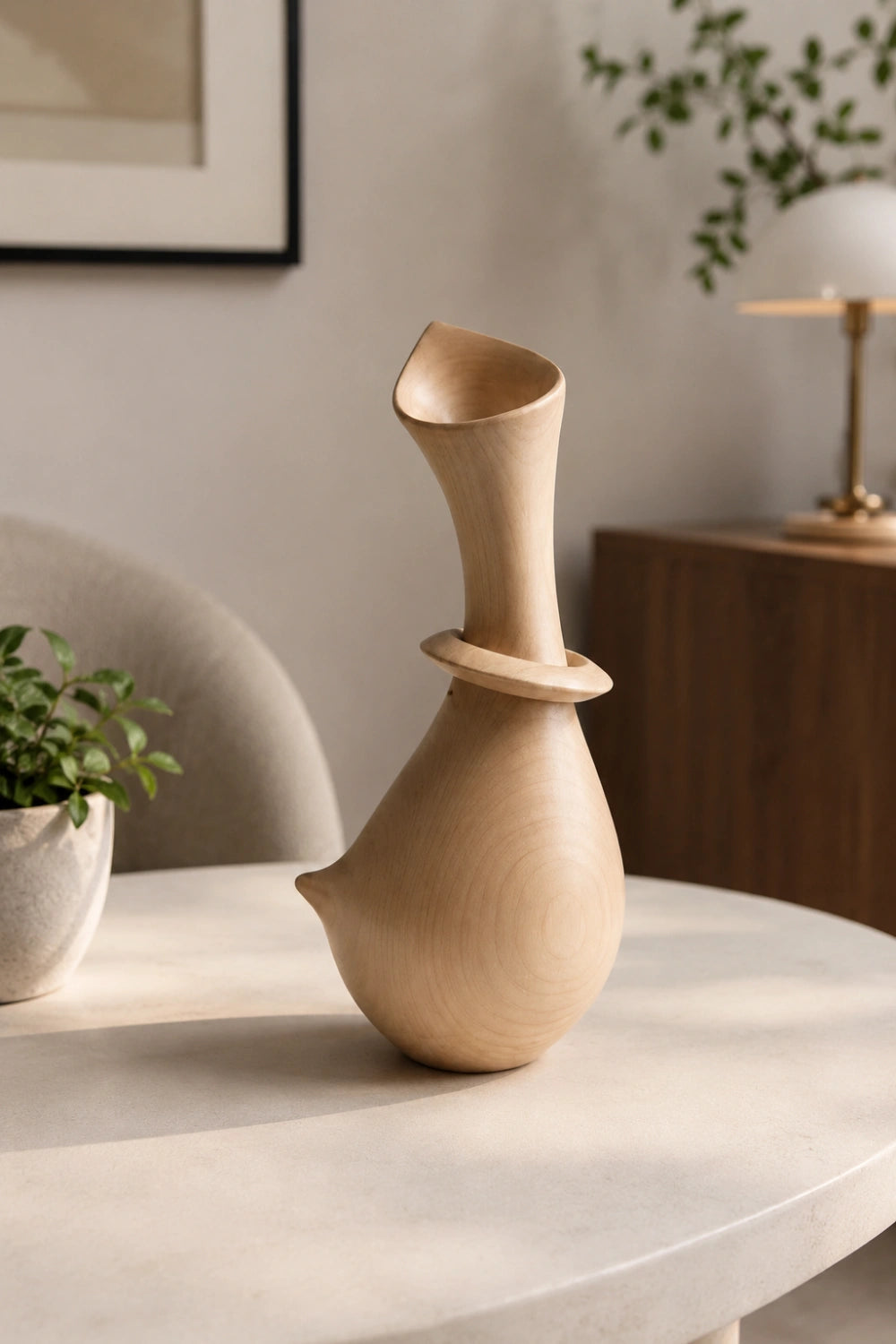 Handmade Abstract Wooden Vase For Modern Luxury Home Decor Unique Art Piece