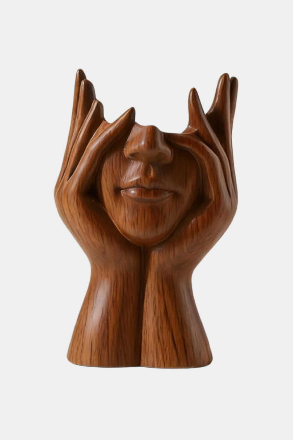 Abstract Face Wooden Vessel | Eclectic Sculptural Decor & Artistic Gift