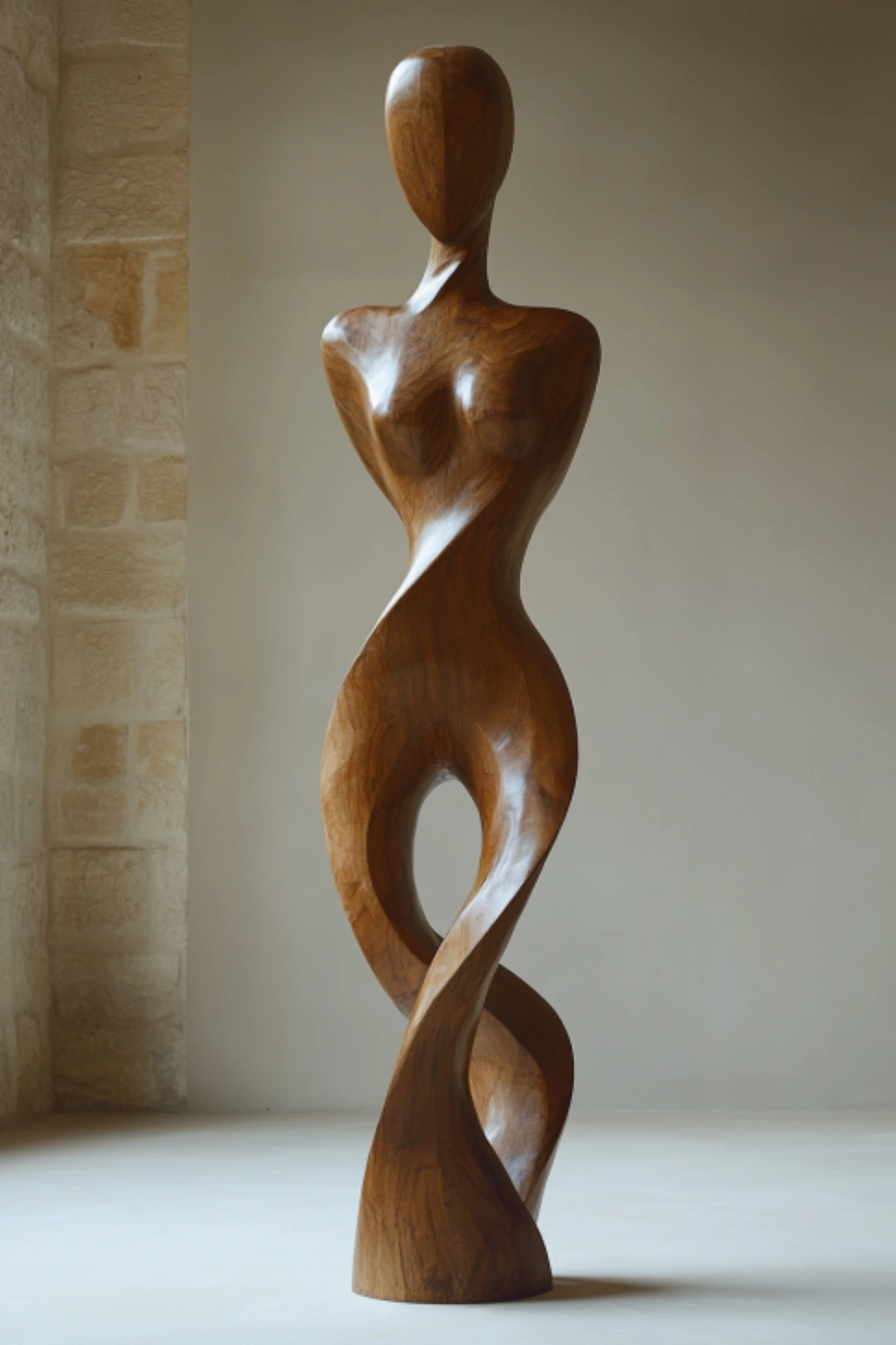Abstract Wooden Human Figure Sculpture Hand Carved Modern Figurative Art