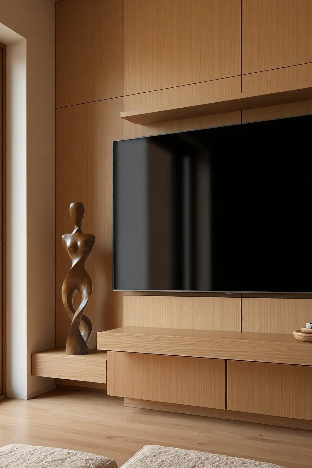 Abstract Wooden Human Figure Sculpture Hand Carved Modern Figurative Art