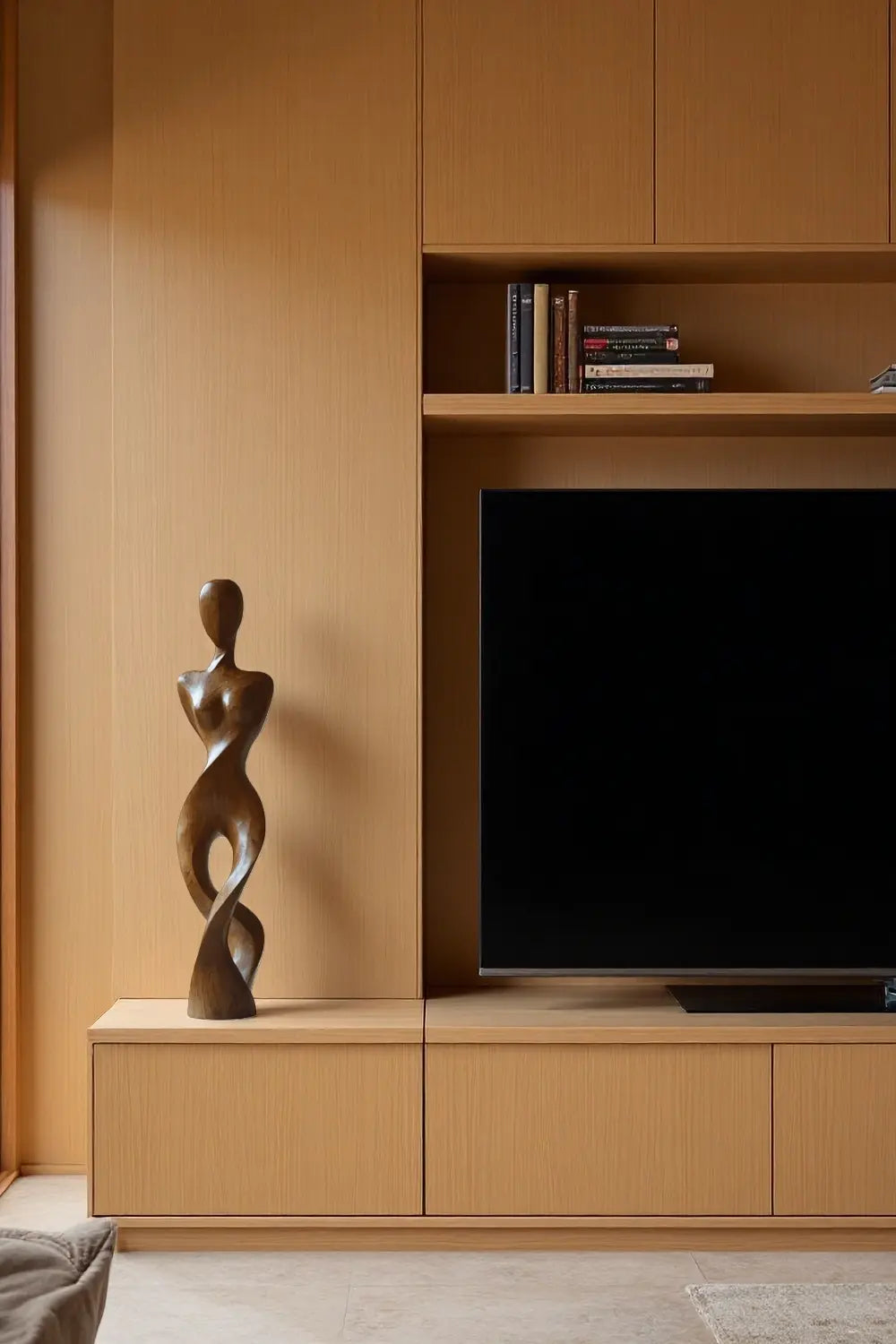 Abstract Wooden Human Figure Sculpture Hand Carved Modern Figurative Art