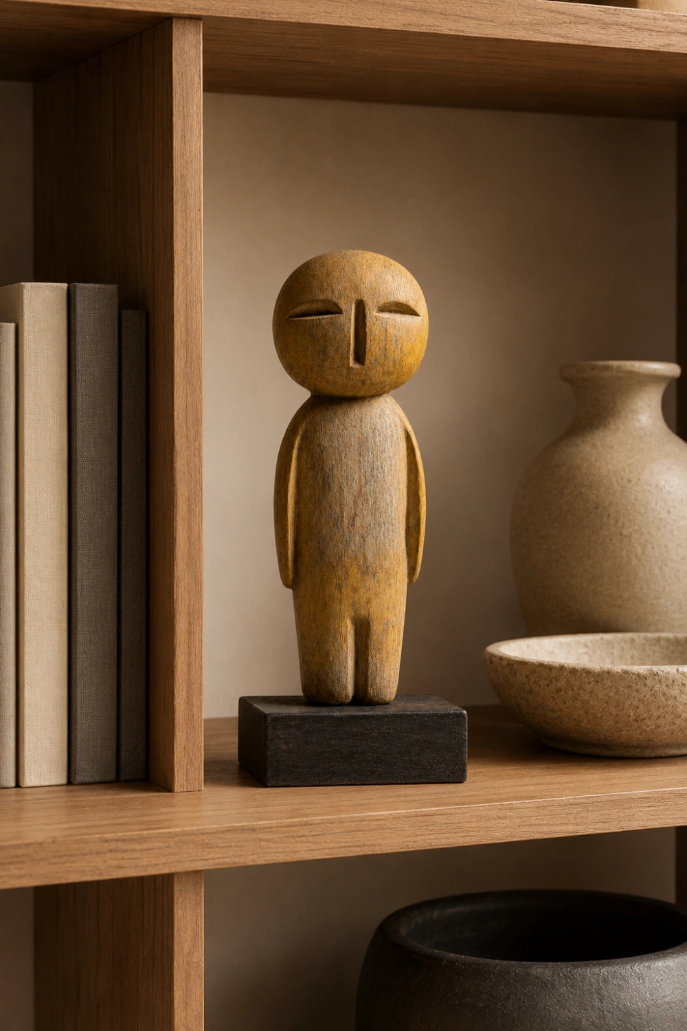 Minimalist Hand-Carved Wooden Figurine | Modern Home Decor Sculpture