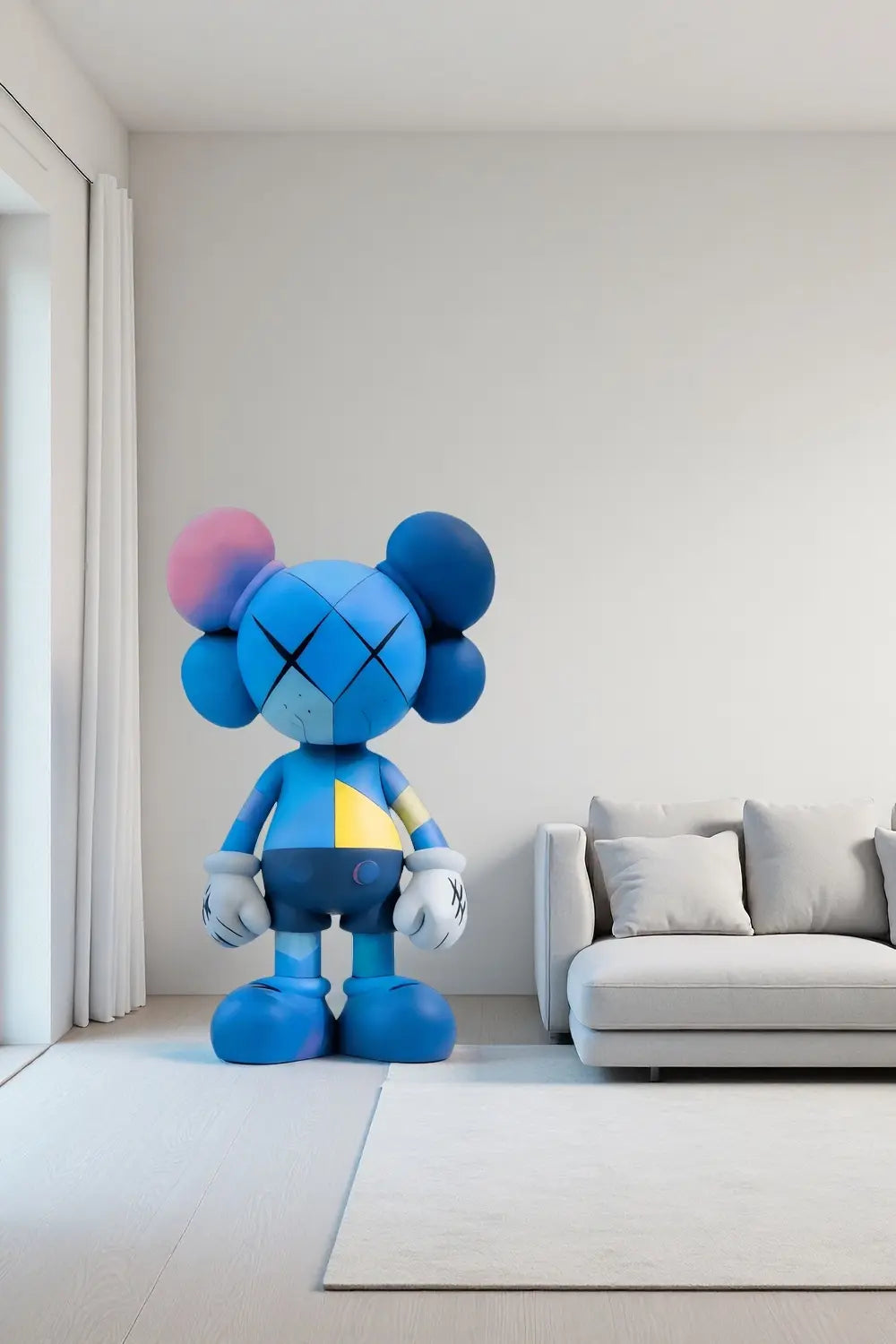 Large Blue Kaws Style Art Sculpture Modern Street Statue Art Figurine
