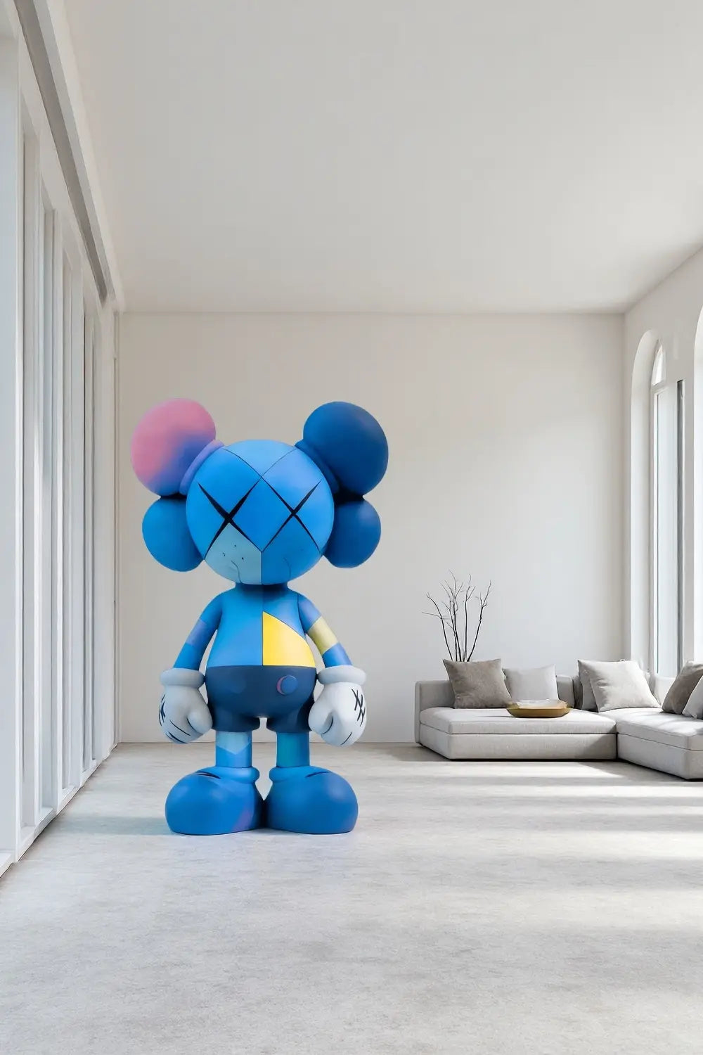 Large Blue Kaws Style Art Sculpture Modern Street Statue Art Figurine