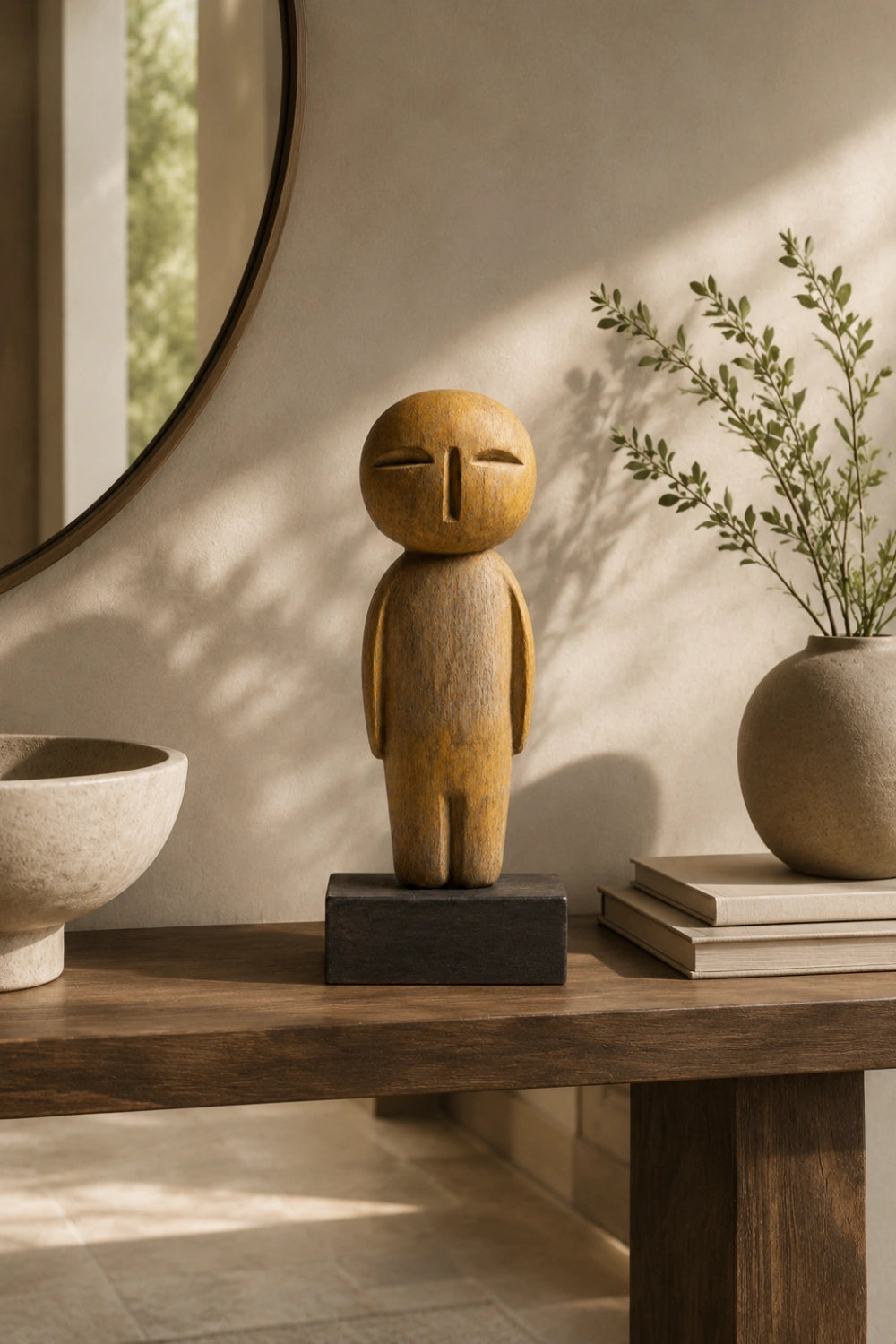 Minimalist Hand-Carved Wooden Figurine | Modern Home Decor Sculpture