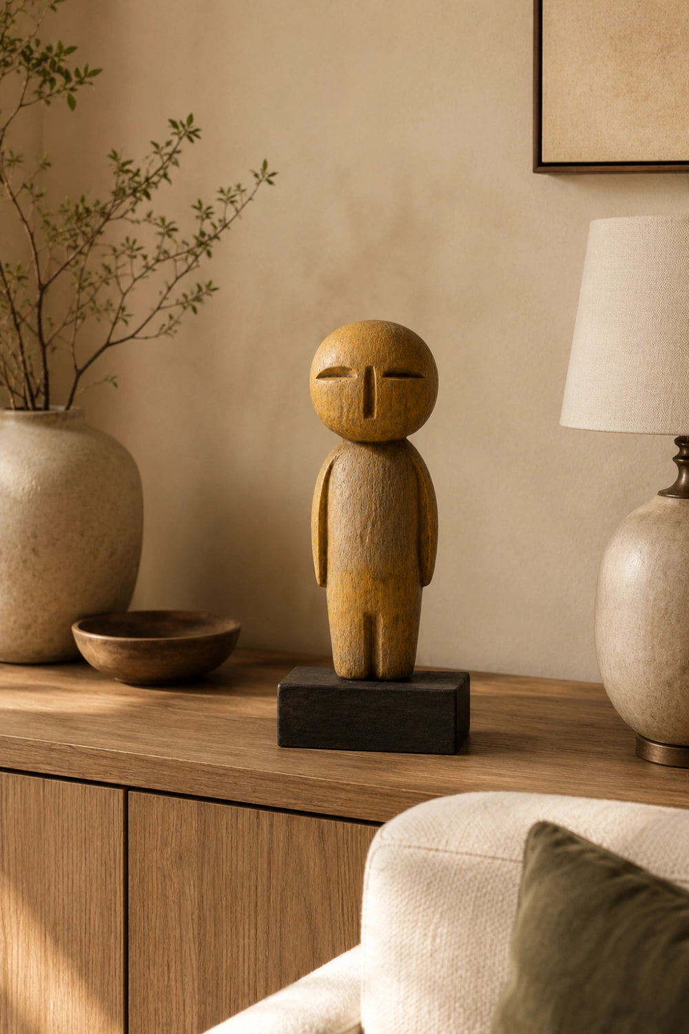 Minimalist Hand-Carved Wooden Figurine | Modern Home Decor Sculpture