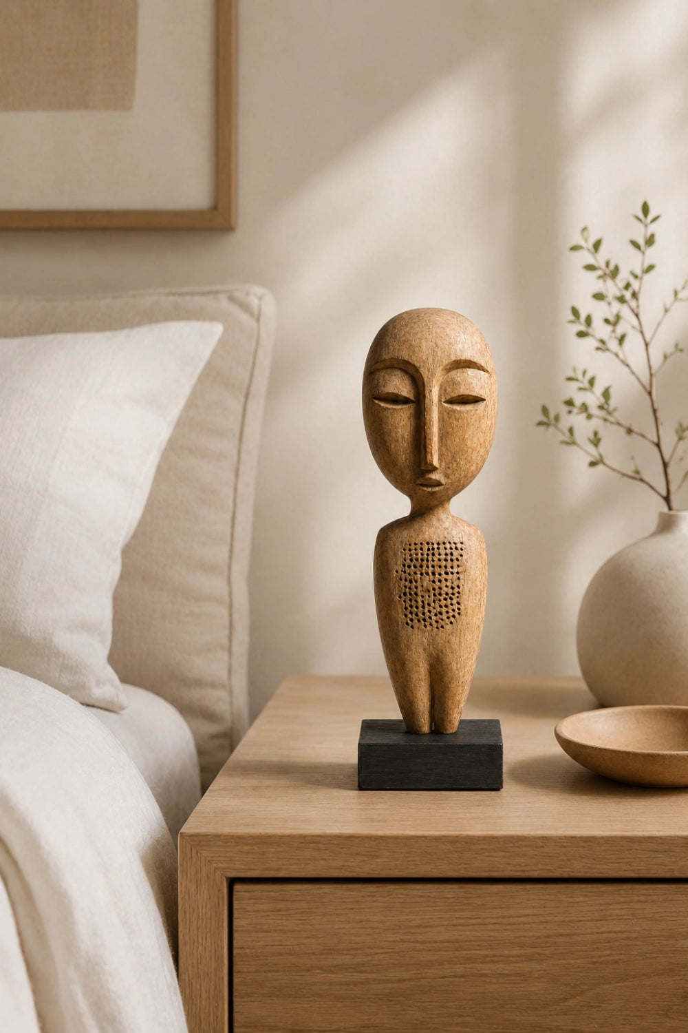 Contemporary Wood Face Carving | Abstract Ornamental Art for Desktop