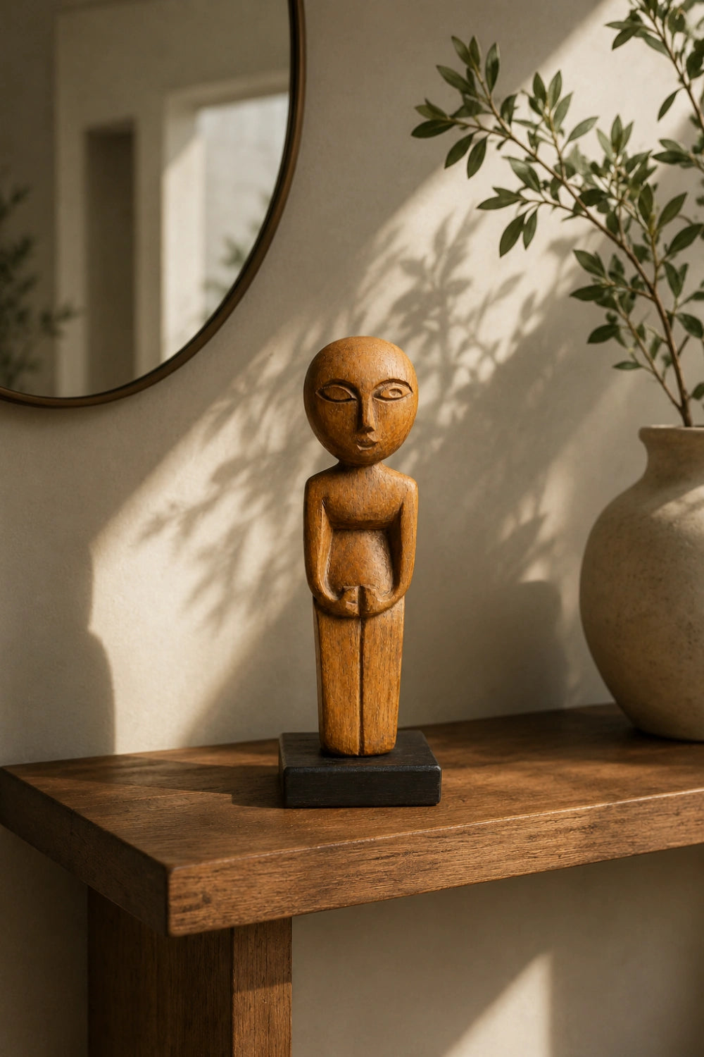 Modern Folk Art Wooden Figurine | Hand-Carved Character Sculpture