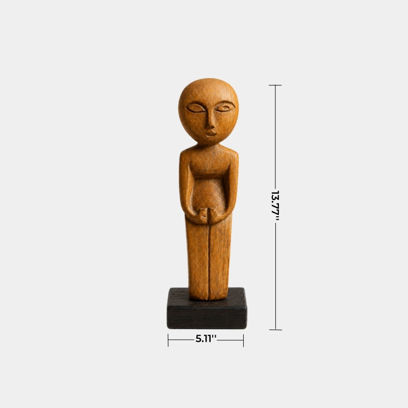 Modern Folk Art Wooden Figurine | Hand-Carved Character Sculpture