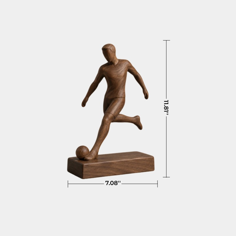 Artisanal Wood Soccer Figurine | World Cup Fan Memorabilia | Modern Sports Decor