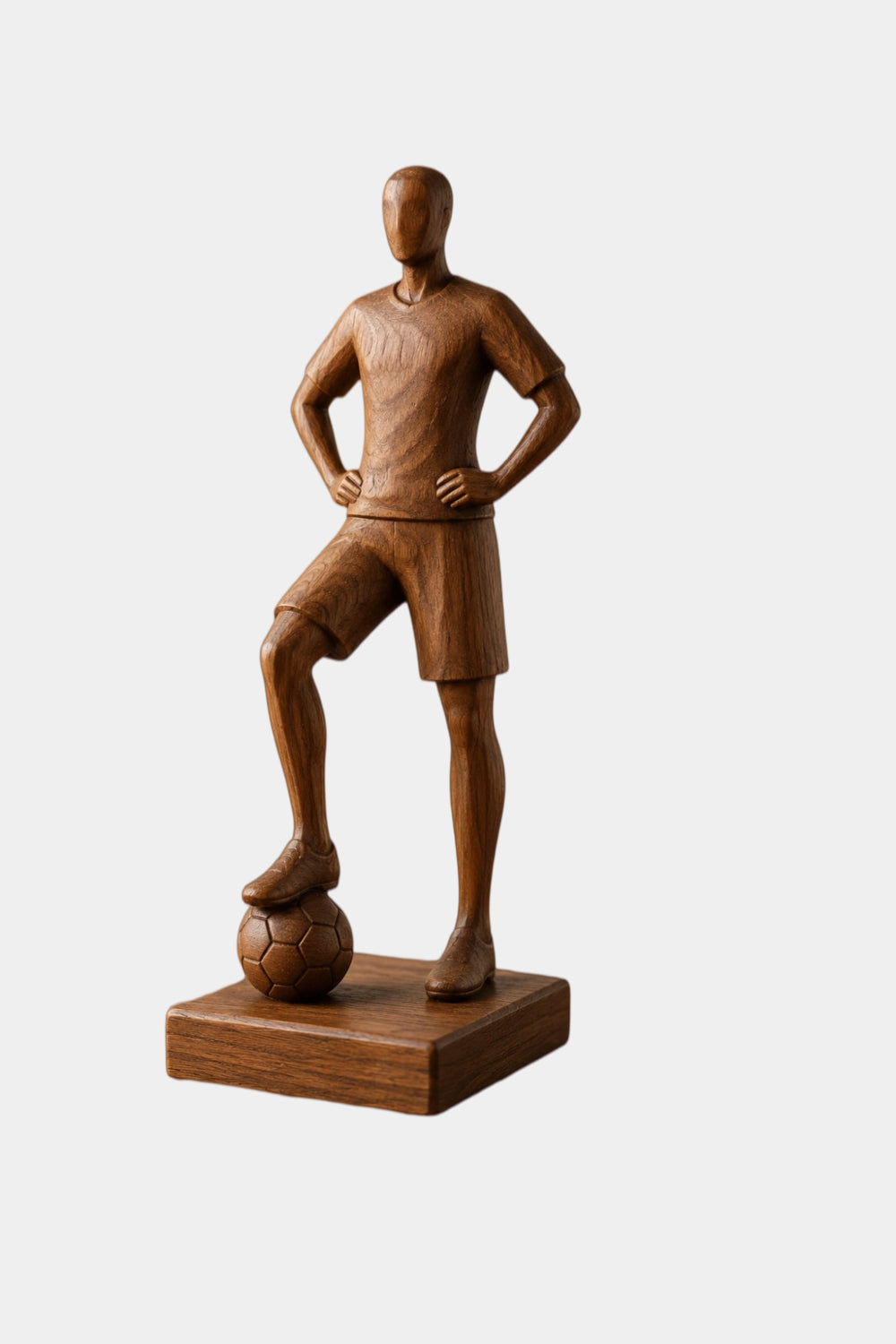 Elite Wood Soccer Player Statue | World Cup Hero Decor | Bespoke Fan Gift