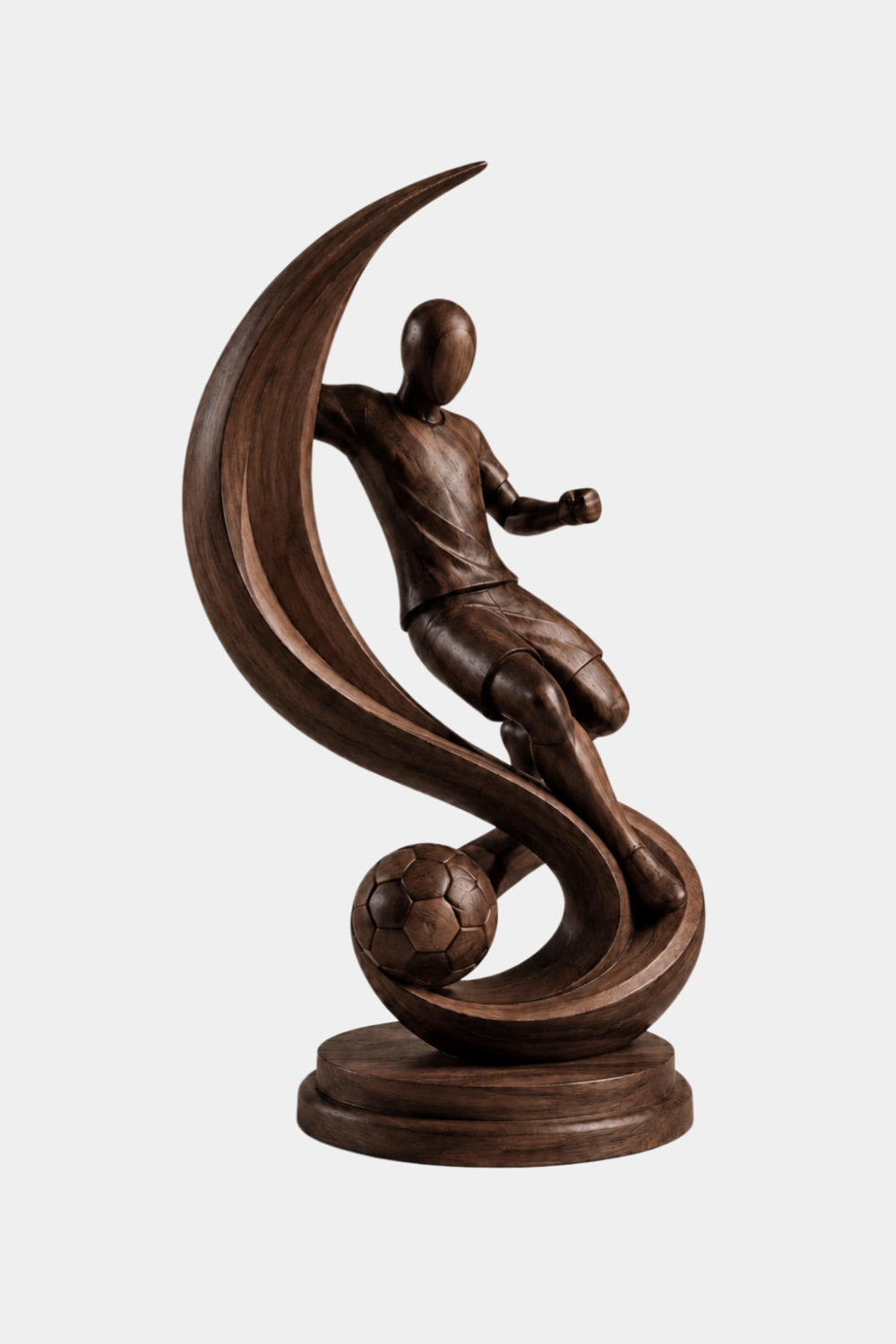 Kinetic Soccer Motion Wood Sculpture | Luxury World Cup Art Decor