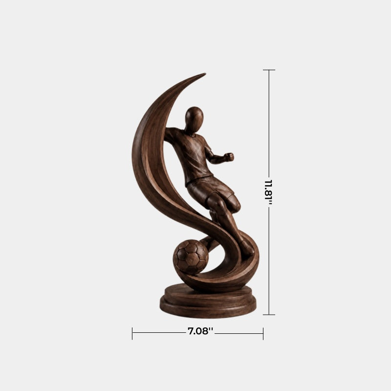 Kinetic Soccer Motion Wood Sculpture | Luxury World Cup Art Decor