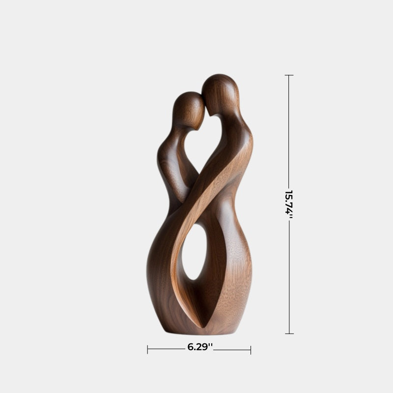 Abstract Couple Wood Sculpture | Romantic Anniversary Gift Statue